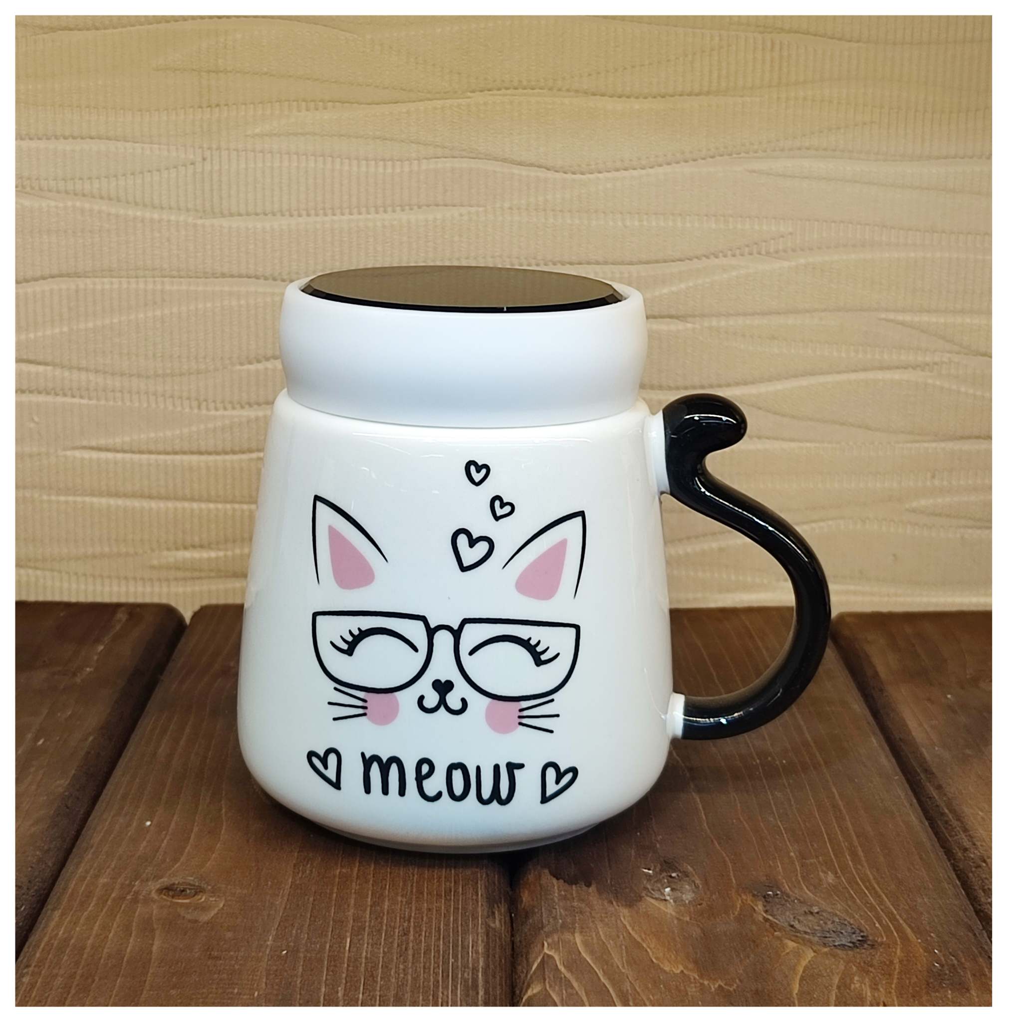 ماگ گربه عینکی درب آینه